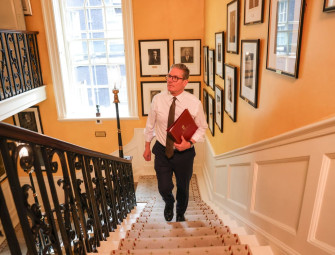 Historic Grand Staircase in No 10 Downing Street being propped up to stop movement Image